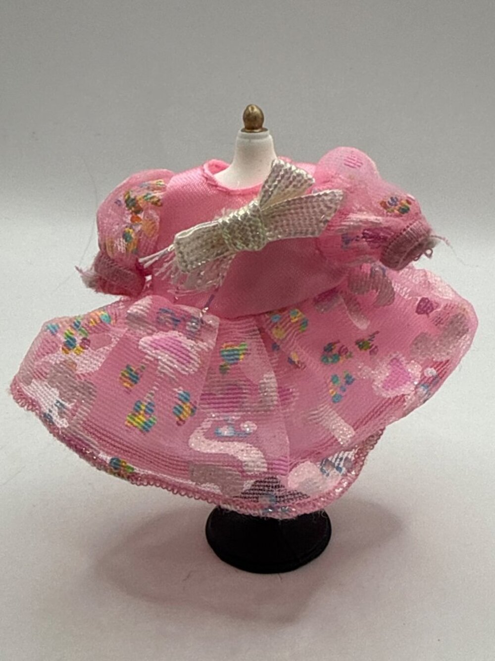 Vtg 90s Mattel Kelly Doll Pink Balloon Mesh Bow Party Dress Barbie Fashion